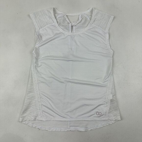 CALIA by Carrie Underwood Size XS White Mesh Back Cap Sleeve Active Top Stretch - Picture 2 of 9